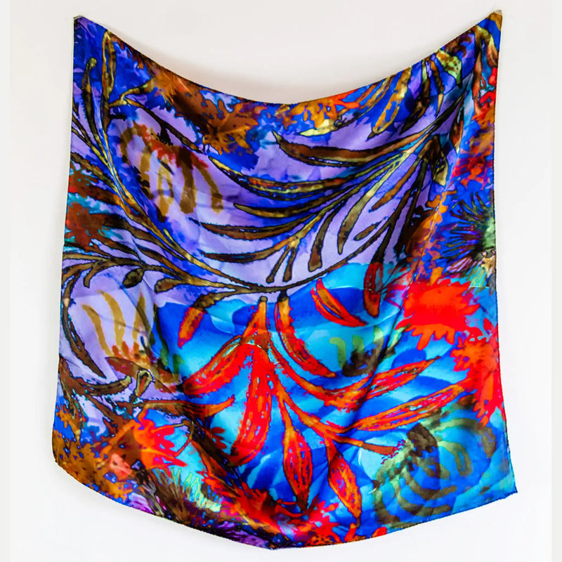 Mila+Mate Flowers in Bloom Satin Silk Luxury Headscarf