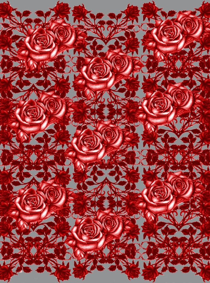 Vine Roses Grey & Red